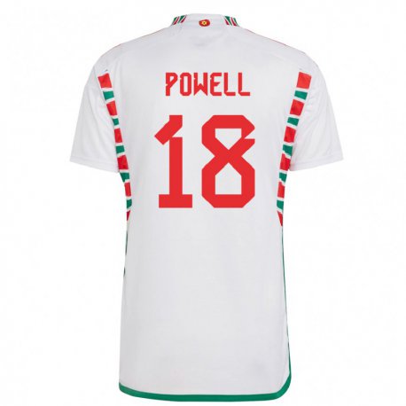 Kandiny Herren Walisische Ella Powell #18 Weiß Auswärtstrikot Trikot 22-24 T-shirt