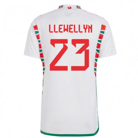 Kandiny Herren Walisische Ffion Llewellyn #23 Weiß Auswärtstrikot Trikot 22-24 T-shirt