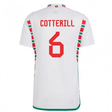 Kandiny Herren Walisische Joel Cotterill #6 Weiß Auswärtstrikot Trikot 22-24 T-shirt