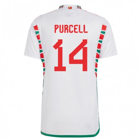 Kandiny Herren Walisische Benjamin Purcell #14 Weiß Auswärtstrikot Trikot 22-24 T-shirt