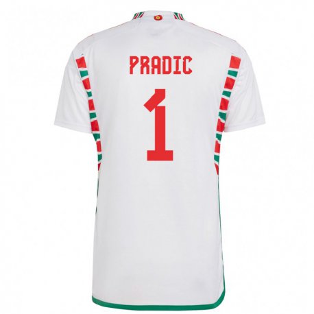 Kandiny Herren Walisische James Pradic #1 Weiß Auswärtstrikot Trikot 22-24 T-shirt