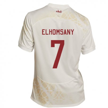 Kandiny Herren Katarische Yasmeen Elhomsany #7 Goldbeige Auswärtstrikot Trikot 22-24 T-shirt