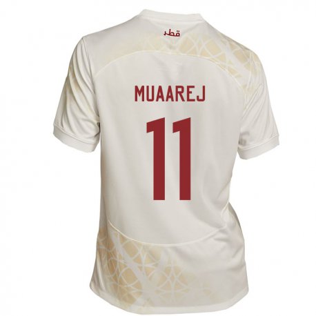 Kandiny Herren Katarische Mooza Muaarej #11 Goldbeige Auswärtstrikot Trikot 22-24 T-shirt