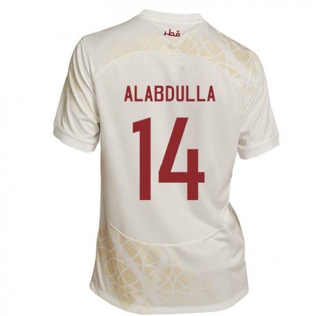Kandiny Herren Katarische Moudhi Alabdulla #14 Goldbeige Auswärtstrikot Trikot 22-24 T-shirt