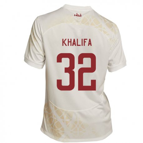 Kandiny Herren Katarische Duana Khalifa #32 Goldbeige Auswärtstrikot Trikot 22-24 T-shirt