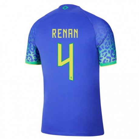 Kandiny Herren Brasilianische Robert Renan #4 Blau Auswärtstrikot Trikot 22-24 T-shirt