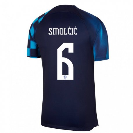 Kandiny Herren Kroatische Hrvoje Smolcic #6 Dunkelblau Auswärtstrikot Trikot 22-24 T-shirt