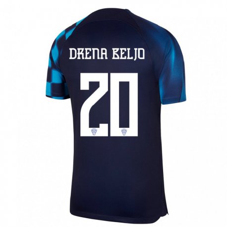 Kandiny Herren Kroatische Dion Drena Beljo #20 Dunkelblau Auswärtstrikot Trikot 22-24 T-shirt