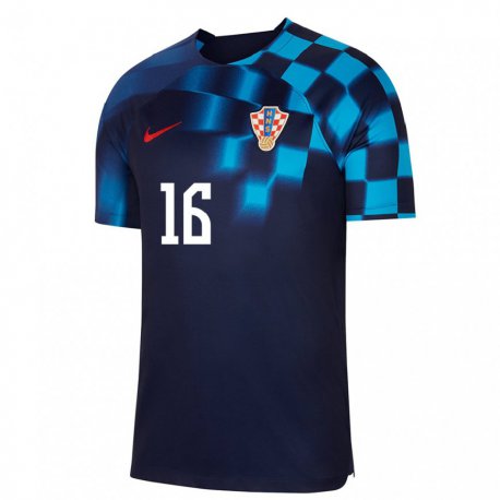 Kandiny Herren Kroatische Dominik Prpic #16 Dunkelblau Auswärtstrikot Trikot 22-24 T-shirt