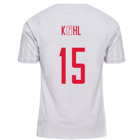 Kandiny Herren Dänische Kathrine Kuhl #15 Weiß Auswärtstrikot Trikot 22-24 T-shirt