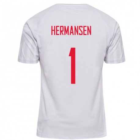 Kandiny Herren Dänische Mads Hermansen #1 Weiß Auswärtstrikot Trikot 22-24 T-shirt