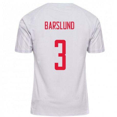 Kandiny Herren Dänische Kaare Barslund #3 Weiß Auswärtstrikot Trikot 22-24 T-shirt