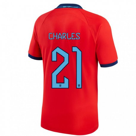 Kandiny Herren Englische Niamh Charles #21 Rot Auswärtstrikot Trikot 22-24 T-shirt