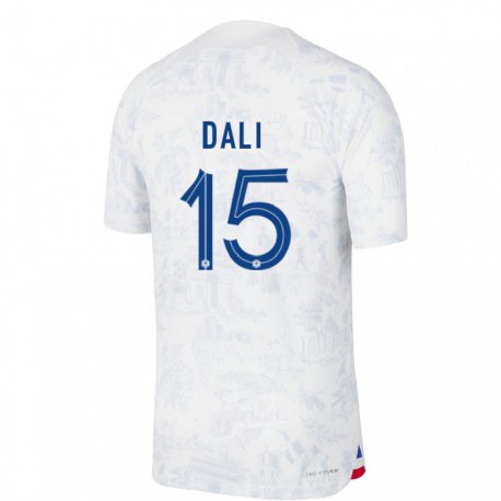 Kandiny Herren Französische Kenza Dali #15 Weiß Blau Auswärtstrikot Trikot 22-24 T-shirt