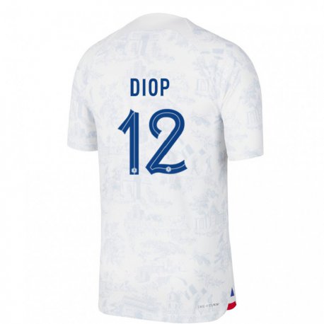 Kandiny Herren Französische Sofiane Diop #12 Weiß Blau Auswärtstrikot Trikot 22-24 T-shirt
