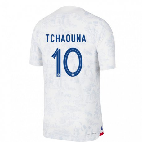 Kandiny Herren Französische Loum Tchaouna #10 Weiß Blau Auswärtstrikot Trikot 22-24 T-shirt