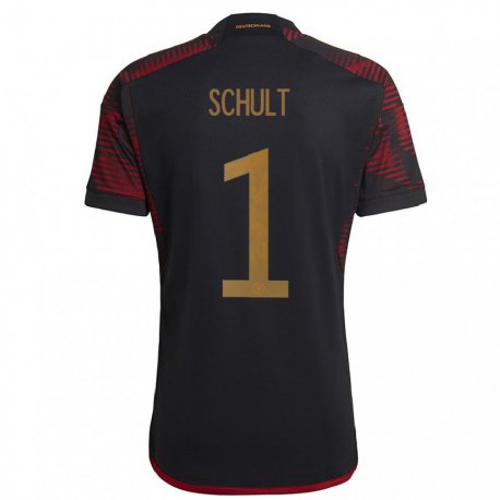 Kandiny Herren Deutsche Almuth Schult #1 Schwarz Kastanienbraun Auswärtstrikot Trikot 22-24 T-shirt