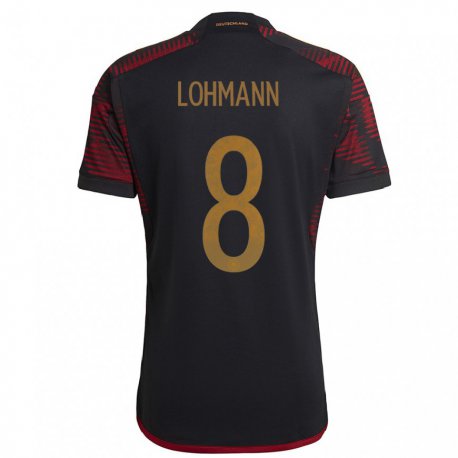 Kandiny Herren Deutsche Sydney Lohmann #8 Schwarz Kastanienbraun Auswärtstrikot Trikot 22-24 T-shirt