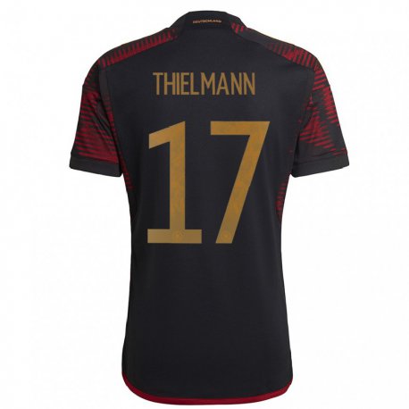 Kandiny Herren Deutsche Jan Thielmann #17 Schwarz Kastanienbraun Auswärtstrikot Trikot 22-24 T-shirt