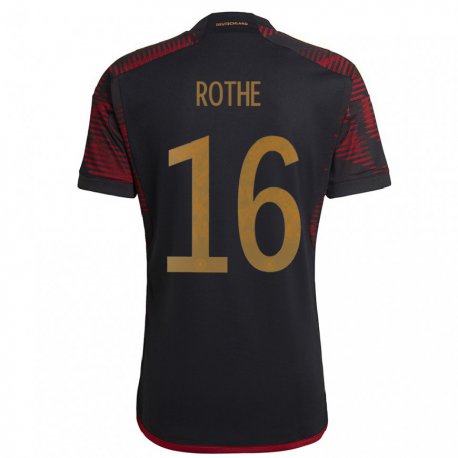 Kandiny Herren Deutsche Tom Rothe #16 Schwarz Kastanienbraun Auswärtstrikot Trikot 22-24 T-shirt