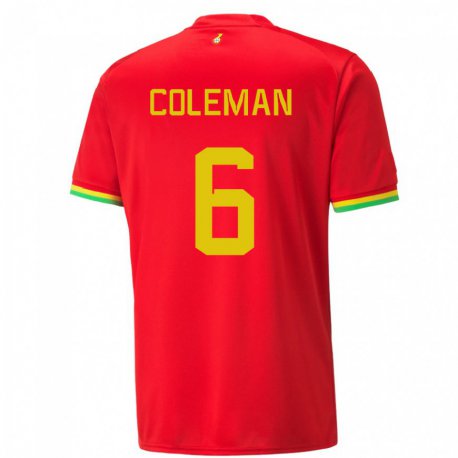 Kandiny Herren Ghanaische Ellen Coleman #6 Rot Auswärtstrikot Trikot 22-24 T-shirt
