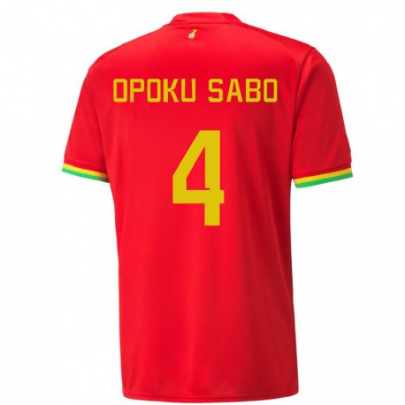 Kandiny Herren Ghanaische Alex Opoku Sabo #4 Rot Auswärtstrikot Trikot 22-24 T-shirt