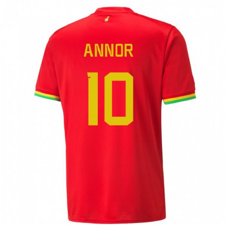 Kandiny Herren Ghanaische Emmanuel Annor #10 Rot Auswärtstrikot Trikot 22-24 T-shirt