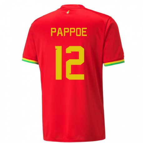 Kandiny Herren Ghanaische Isaac Pappoe #12 Rot Auswärtstrikot Trikot 22-24 T-shirt