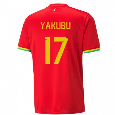 Kandiny Herren Ghanaische Mustapha Yakubu #17 Rot Auswärtstrikot Trikot 22-24 T-shirt