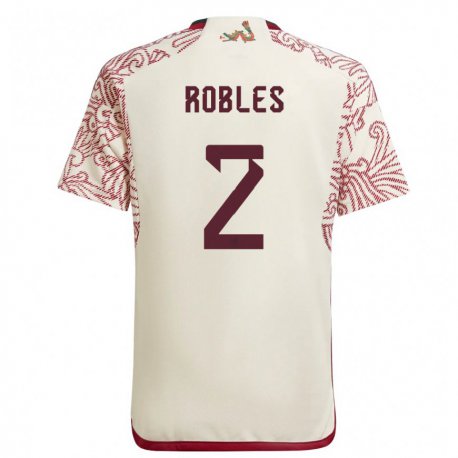 Kandiny Herren Mexikanische Kenti Robles #2 Wunder Weiß Rot Auswärtstrikot Trikot 22-24 T-shirt