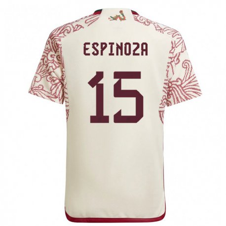 Kandiny Herren Mexikanische Greta Espinoza #15 Wunder Weiß Rot Auswärtstrikot Trikot 22-24 T-shirt