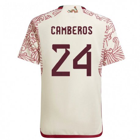 Kandiny Herren Mexikanische Scarlett Camberos #24 Wunder Weiß Rot Auswärtstrikot Trikot 22-24 T-shirt
