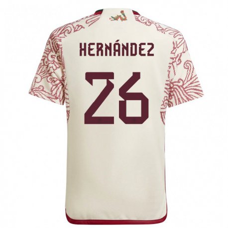 Kandiny Herren Mexikanische Nicolette Hernandez #26 Wunder Weiß Rot Auswärtstrikot Trikot 22-24 T-shirt