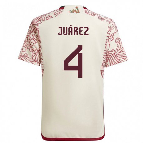 Kandiny Herren Mexikanische Ramon Juarez #4 Wunder Weiß Rot Auswärtstrikot Trikot 22-24 T-shirt