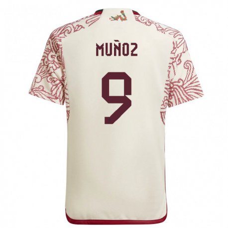 Kandiny Herren Mexikanische Santiago Munoz #9 Wunder Weiß Rot Auswärtstrikot Trikot 22-24 T-shirt