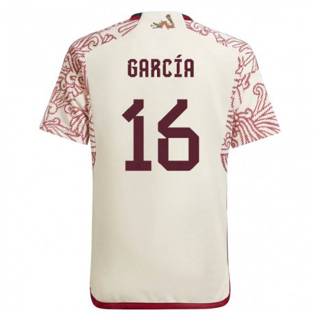 Kandiny Herren Mexikanische Uziel Garcia #16 Wunder Weiß Rot Auswärtstrikot Trikot 22-24 T-shirt