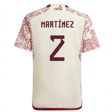 Kandiny Herren Mexikanische Emilio Martinez #2 Wunder Weiß Rot Auswärtstrikot Trikot 22-24 T-shirt