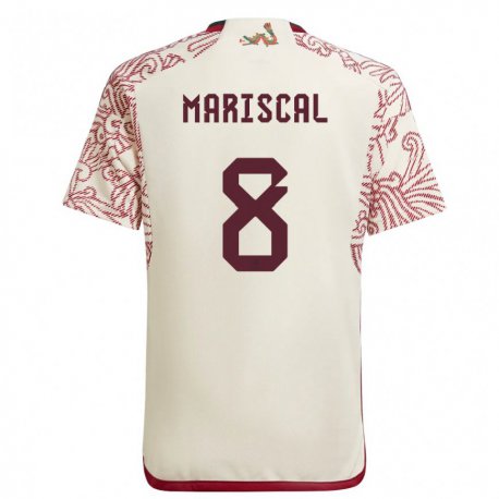 Kandiny Herren Mexikanische Salvador Mariscal #8 Wunder Weiß Rot Auswärtstrikot Trikot 22-24 T-shirt