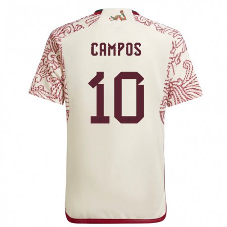 Kandiny Herren Mexikanische Karel Campos #10 Wunder Weiß Rot Auswärtstrikot Trikot 22-24 T-shirt