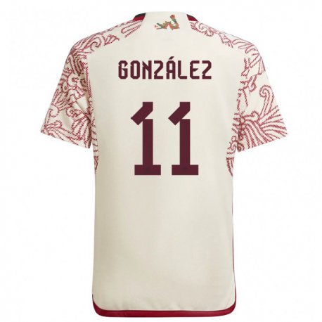 Kandiny Herren Mexikanische Bryan Gonzalez #11 Wunder Weiß Rot Auswärtstrikot Trikot 22-24 T-shirt
