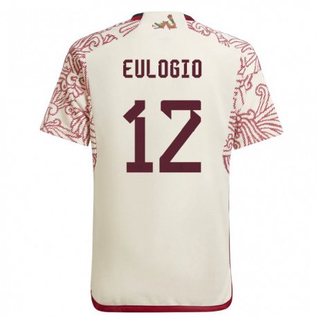 Kandiny Herren Mexikanische Jose Eulogio #12 Wunder Weiß Rot Auswärtstrikot Trikot 22-24 T-shirt
