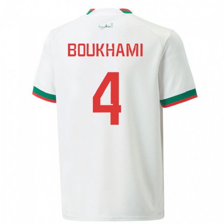 Kandiny Herren Marokkanische Siham Boukhami #4 Weiß Auswärtstrikot Trikot 22-24 T-shirt