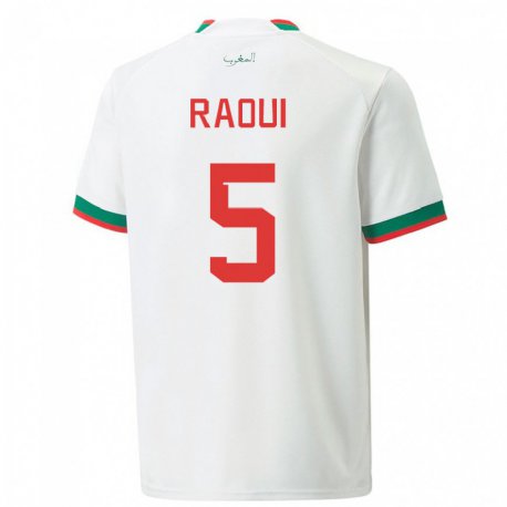 Kandiny Herren Marokkanische Oussama Raoui #5 Weiß Auswärtstrikot Trikot 22-24 T-shirt