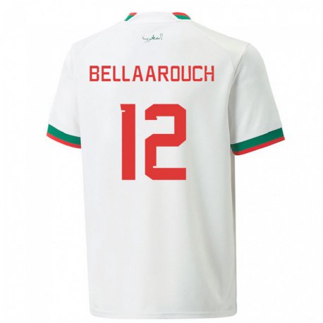 Kandiny Herren Marokkanische Alaa Bellaarouch #12 Weiß Auswärtstrikot Trikot 22-24 T-shirt