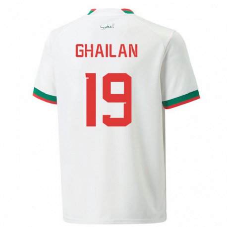 Kandiny Herren Marokkanische Zacarias Ghailan #19 Weiß Auswärtstrikot Trikot 22-24 T-shirt
