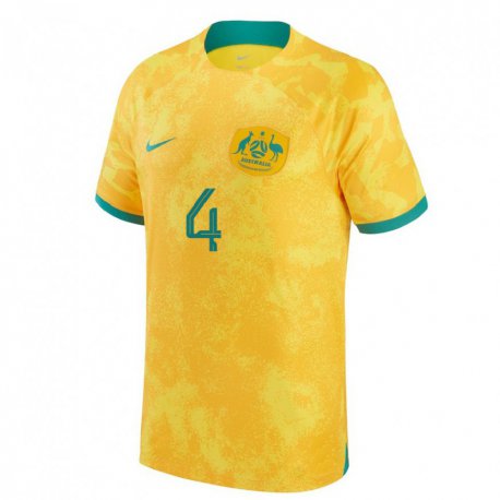 Kandiny Damen Australische Clare Polkinghorne #4 Gold Heimtrikot Trikot 22-24 T-shirt