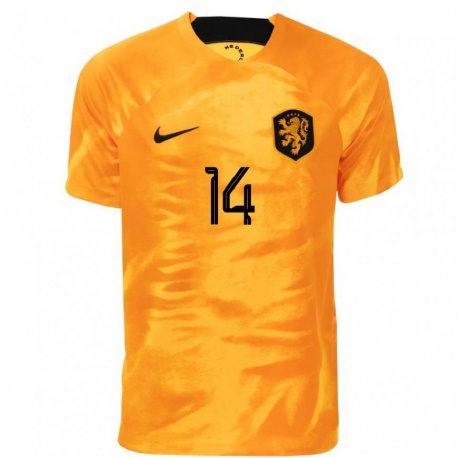 Kandiny Damen Niederländische Jackie Groenen #14 Laser-orange Heimtrikot Trikot 22-24 T-shirt
