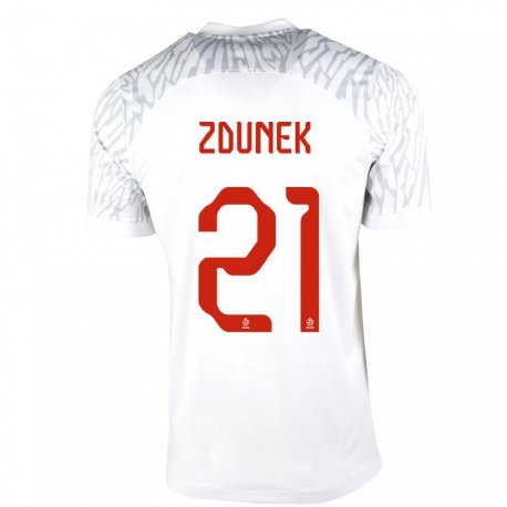 Kandiny Damen Polnische Emilia Zdunek #21 Weiß Heimtrikot Trikot 22-24 T-shirt