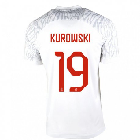 Kandiny Damen Polnische Milosz Kurowski #19 Weiß Heimtrikot Trikot 22-24 T-shirt