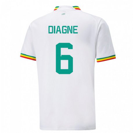 Kandiny Damen Senegalesische Edmee Diagne #6 Weiß Heimtrikot Trikot 22-24 T-shirt